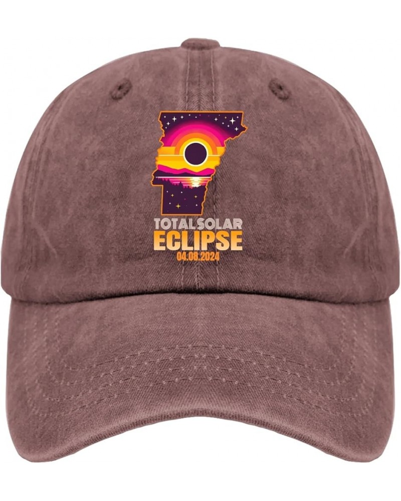 Total Solar Eclipse 04.08.2024 Cap Vermont Vintage Cotton Washed Baseball Caps Adjustable Dad Hat Wine Red $7.79 Baseball Caps