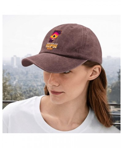 Total Solar Eclipse 04.08.2024 Cap Vermont Vintage Cotton Washed Baseball Caps Adjustable Dad Hat Wine Red $7.79 Baseball Caps