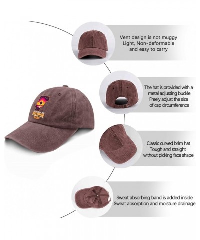 Total Solar Eclipse 04.08.2024 Cap Vermont Vintage Cotton Washed Baseball Caps Adjustable Dad Hat Wine Red $7.79 Baseball Caps