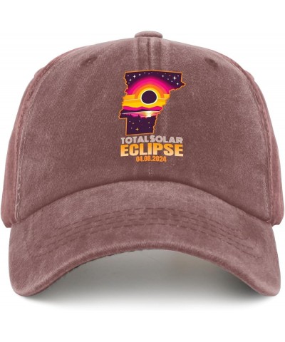 Total Solar Eclipse 04.08.2024 Cap Vermont Vintage Cotton Washed Baseball Caps Adjustable Dad Hat Wine Red $7.79 Baseball Caps