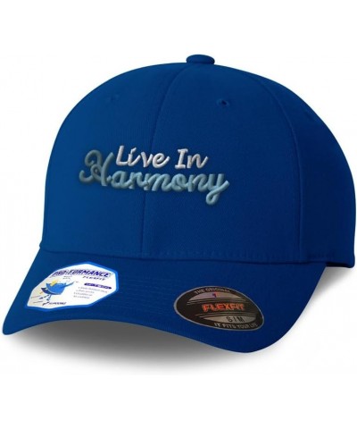 Flexfit Hats for Men & Women Live in Harmony Style B Polyester Dad Hat Baseball Cap Royal Blue $20.99 Baseball Caps