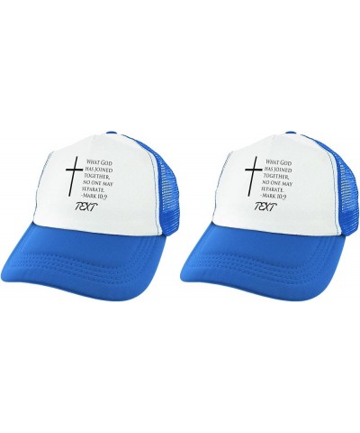 Mark 10:9 - Joined Together No One May Separate with Custom Text Personalized Trucker Hat 2 Blue $15.17 Baseball Caps