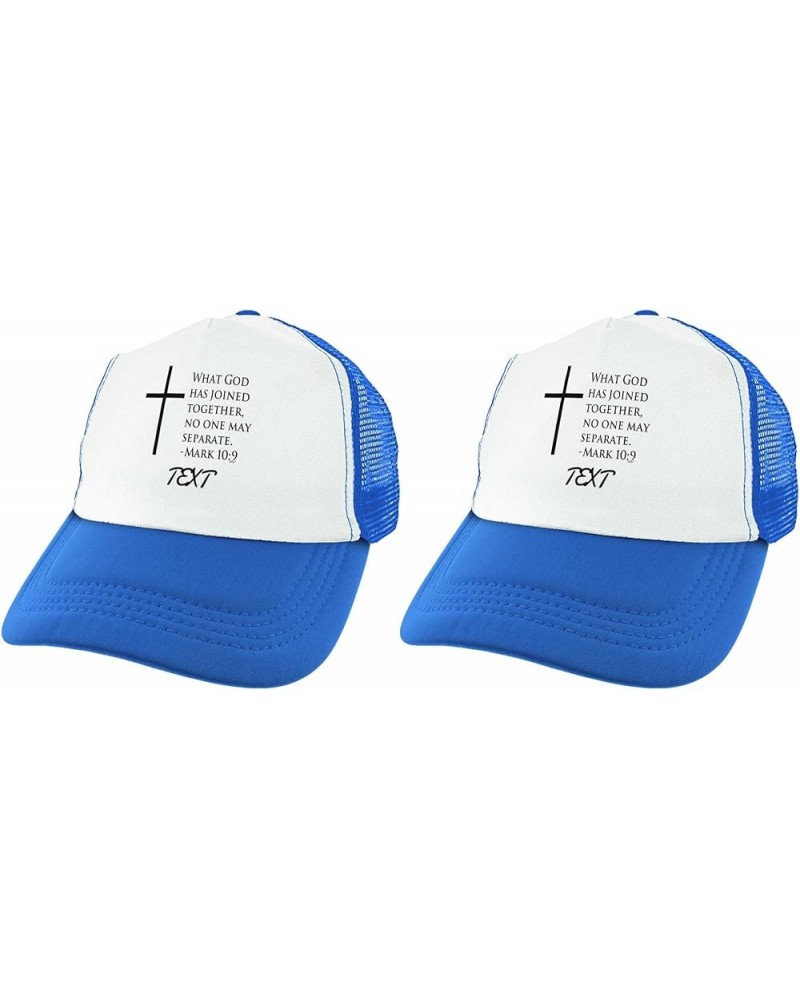 Mark 10:9 - Joined Together No One May Separate with Custom Text Personalized Trucker Hat 2 Blue $15.17 Baseball Caps