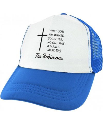 Mark 10:9 - Joined Together No One May Separate with Custom Text Personalized Trucker Hat 2 Blue $15.17 Baseball Caps