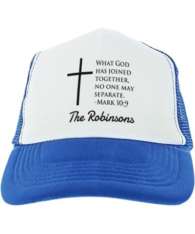 Mark 10:9 - Joined Together No One May Separate with Custom Text Personalized Trucker Hat 2 Blue $15.17 Baseball Caps