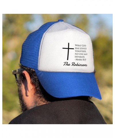 Mark 10:9 - Joined Together No One May Separate with Custom Text Personalized Trucker Hat 2 Blue $15.17 Baseball Caps