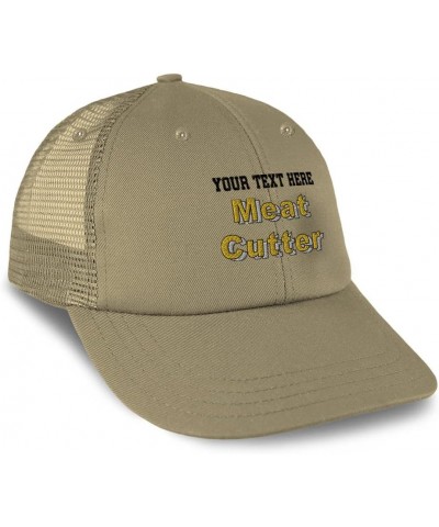 Custom Trucker Hat Baseball Cap Meat Cutter Cut Cotton Trim Dad Hats for Men & Women Khaki Personalized Text Here $15.65 Base...