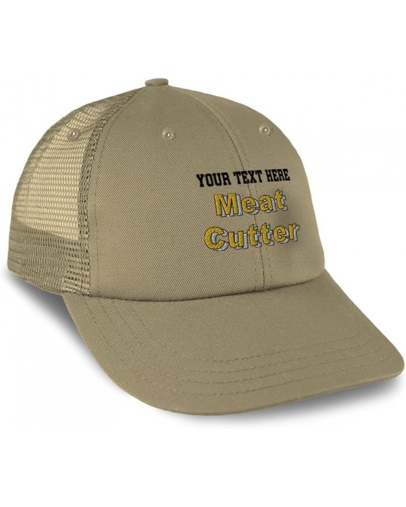 Custom Trucker Hat Baseball Cap Meat Cutter Cut Cotton Trim Dad Hats for Men & Women Khaki Personalized Text Here $15.65 Base...