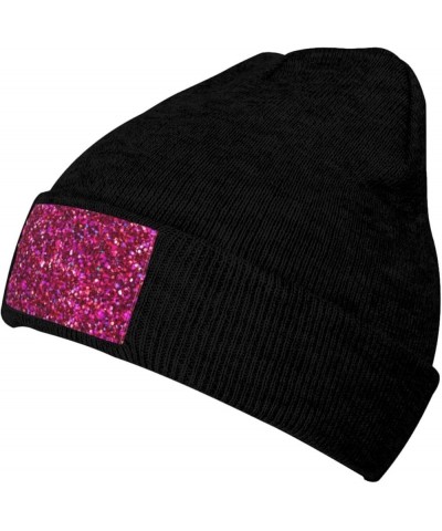 Glitter Pattern Print Unisex Knitted Hat for Adults Beanie Hat Original Cap Travel, Daily Wear,Ski Cap Black $10.03 Skullies ...