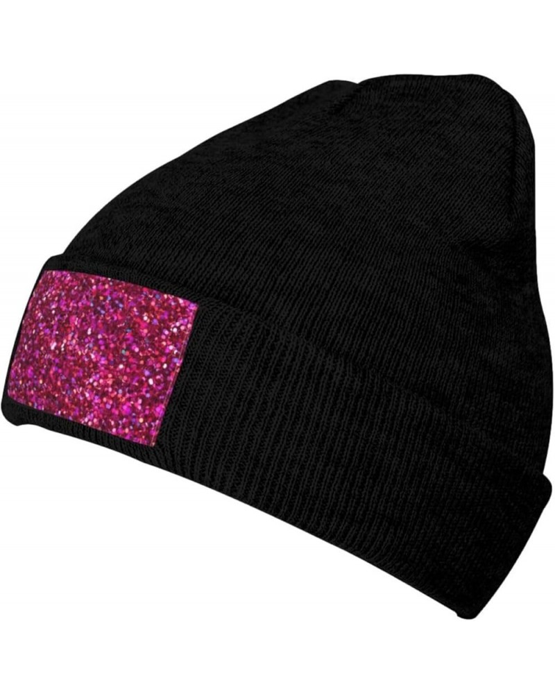 Glitter Pattern Print Unisex Knitted Hat for Adults Beanie Hat Original Cap Travel, Daily Wear,Ski Cap Black $10.03 Skullies ...