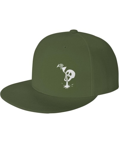 Disco Drinking Skull Hat Flat Bill Dad Hats Hip Hop Baseball Cap Black Sunhat for Men Women Moss Green $9.41 Baseball Caps