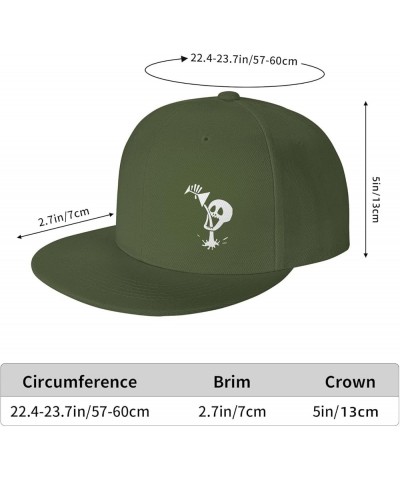 Disco Drinking Skull Hat Flat Bill Dad Hats Hip Hop Baseball Cap Black Sunhat for Men Women Moss Green $9.41 Baseball Caps