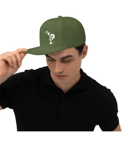 Disco Drinking Skull Hat Flat Bill Dad Hats Hip Hop Baseball Cap Black Sunhat for Men Women Moss Green $9.41 Baseball Caps