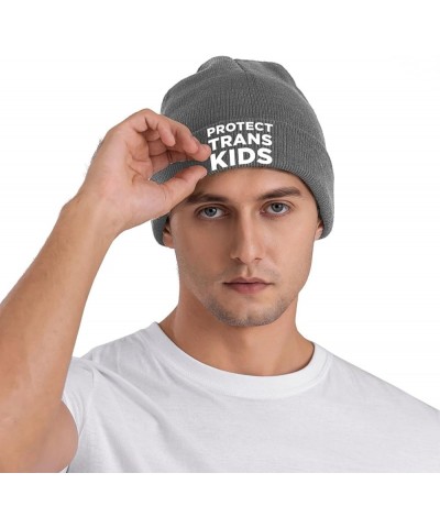 Protect Trans Kids Warm Winter Hats Black Thick Knit Cuff Beanie Cap with Lining Classic Men's Deep Heather $12.92 Skullies &...