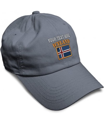 Soft Baseball Cap Iceland Flag Embroidery Flags World Cup Soccer Cotton Embroidered Dad Hats for Men & Women Dark Grey Person...