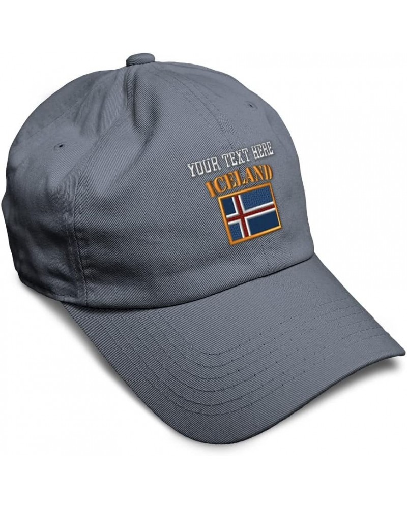 Soft Baseball Cap Iceland Flag Embroidery Flags World Cup Soccer Cotton Embroidered Dad Hats for Men & Women Dark Grey Person...