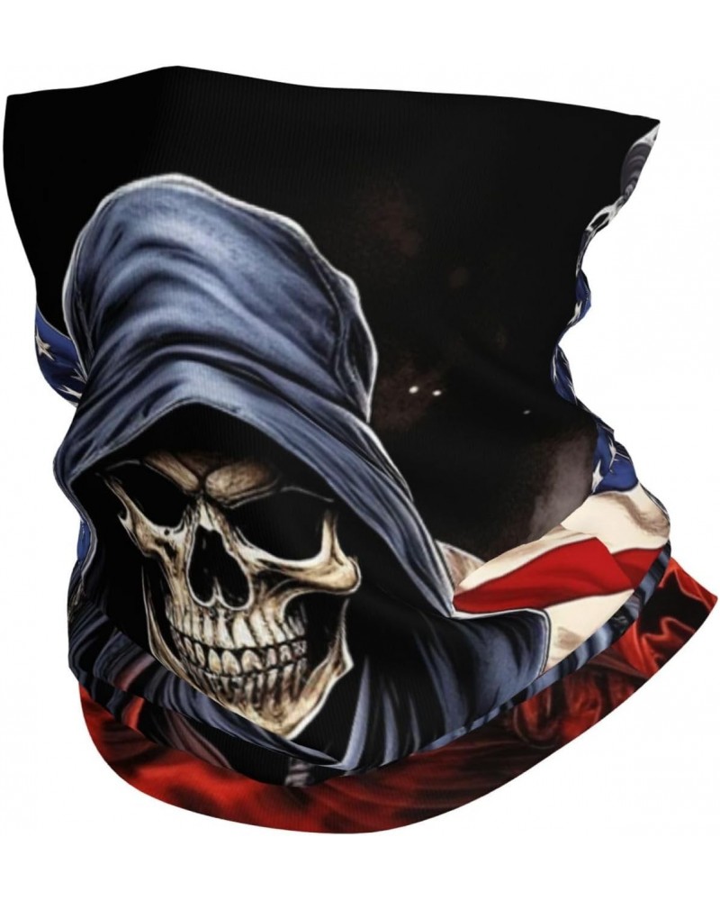 Fireman American Flag Skull Skeleton Cool Neck Gaiter Face Cover Scarf Balaclava Bandana for Women Men Gaiter Mask for Motorc...