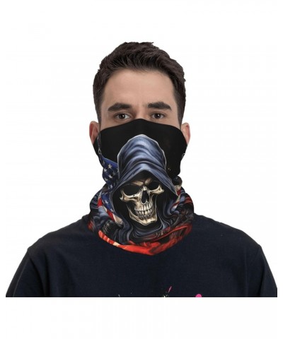 Fireman American Flag Skull Skeleton Cool Neck Gaiter Face Cover Scarf Balaclava Bandana for Women Men Gaiter Mask for Motorc...