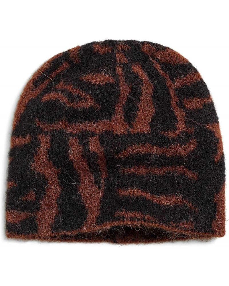 Zebra-Print Beanie True Black $20.01 Skullies & Beanies