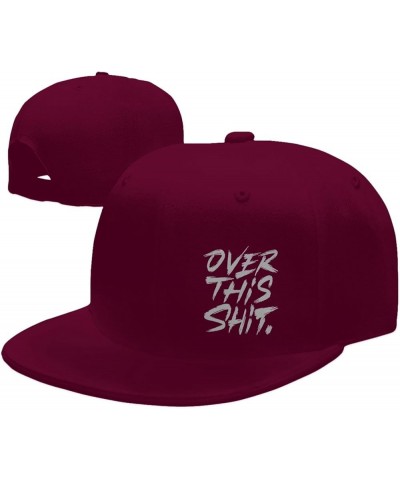 Over This Shit Hat Flat Bill Baseball Cap Hip Hop Style Flat Visor Hats Adjustable Outdoor Black Cap Unisex Dark Red $11.13 B...