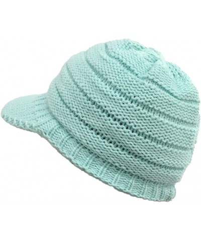 Winter Wool Blend Solid Visor Knit Hat with Brim Lined Ear Ski Cap for Men and Women Newsboy Cap Christmas A-mint Green $8.05...