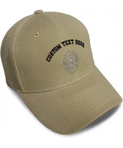 Custom Baseball Cap Firefighter Logo Silver Embroidery Dad Hats for Men & Women Khaki Personalized Text Here $13.50 Baseball ...