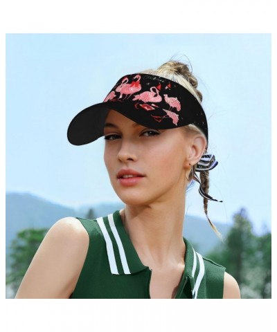 Flamingo and Snowflake Print Sport Sun Visor Hats Adjustable Empty Top Baseball Cap Women and Men Sun Visor Hat Black $10.79 ...