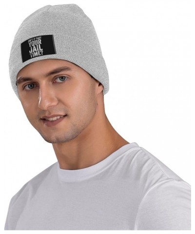 Isn't It Past Your Jail Time Beanie for Unisex,Slouchy Knit Skull Cap Warm Winter Hat Cuffed Plain Hat Gray $10.67 Skullies &...