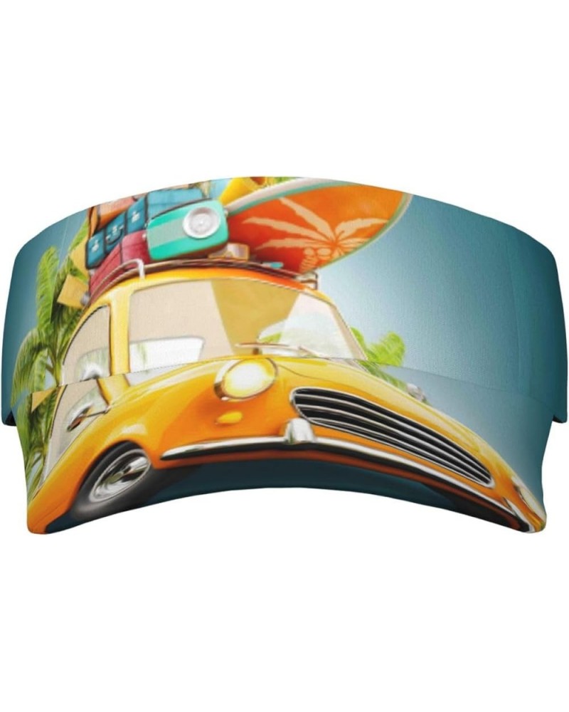 Summer Funny Retro Car with Surfboard Visor Hats for Women Adult Unisex Summer Outdoor Sports Running Cap Summer Funny Retro ...