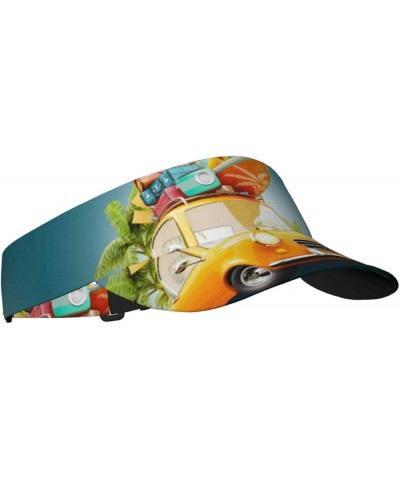 Summer Funny Retro Car with Surfboard Visor Hats for Women Adult Unisex Summer Outdoor Sports Running Cap Summer Funny Retro ...