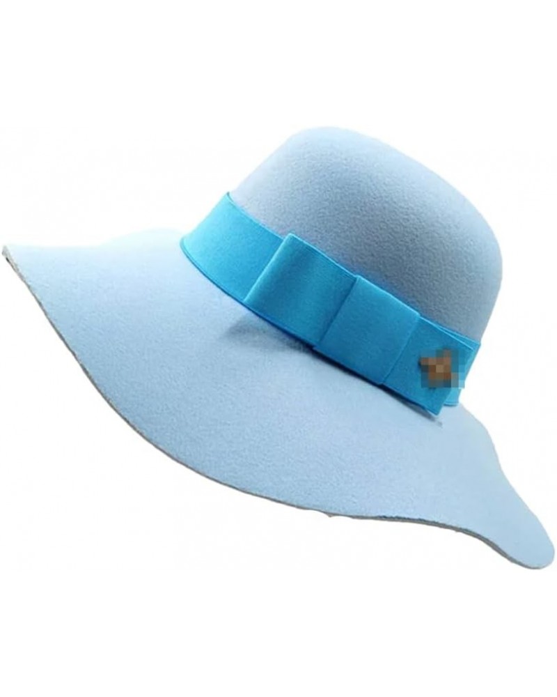 Autumn Winter Girls Bowler Hats Women Elegant Vintage Felt Fedoras Ladies Fashion Solid Wide Brim Cap 16 $18.35 Fedoras