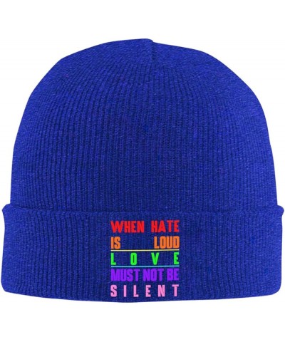 Slouchy Beanie for Women,When Hate is Loud, Love Must Not Be Silent Knit Skull Cap Warm Winter Hat Cuffed Plain Hat Blue $10....