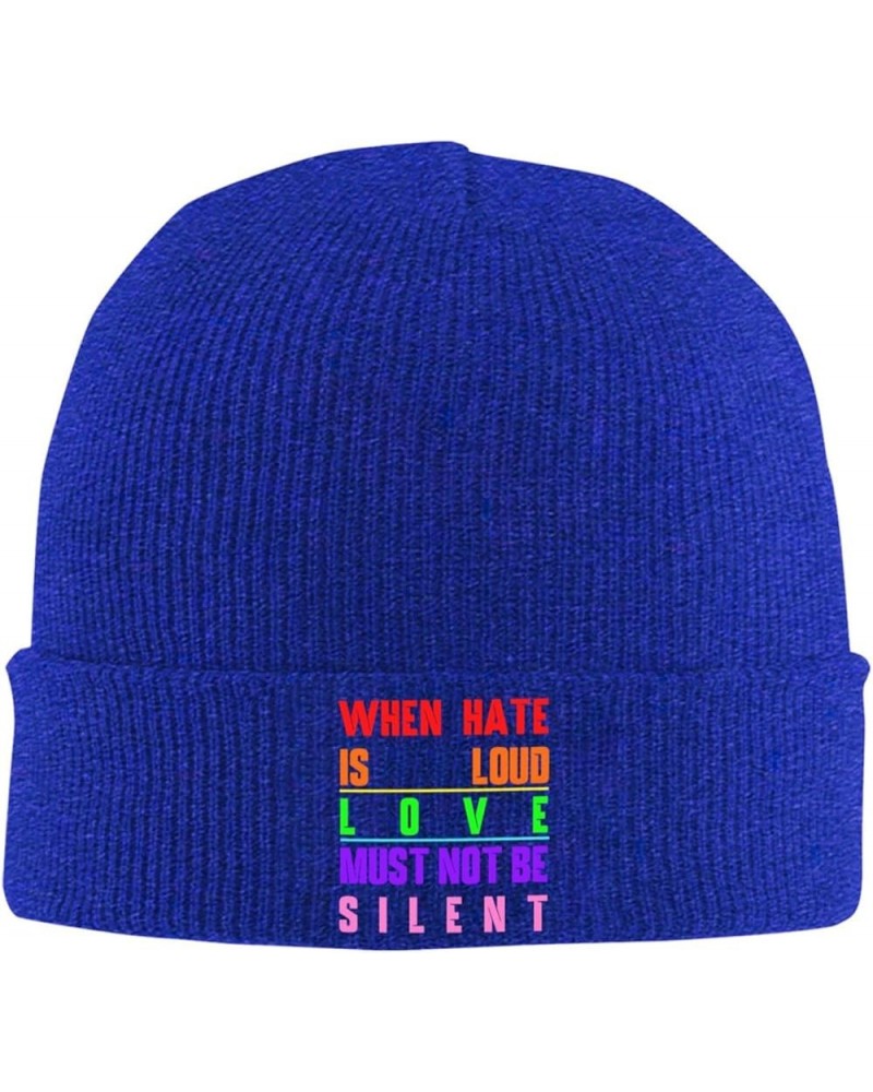 Slouchy Beanie for Women,When Hate is Loud, Love Must Not Be Silent Knit Skull Cap Warm Winter Hat Cuffed Plain Hat Blue $10....