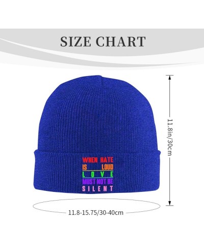 Slouchy Beanie for Women,When Hate is Loud, Love Must Not Be Silent Knit Skull Cap Warm Winter Hat Cuffed Plain Hat Blue $10....