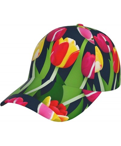 Rider Silhouette Unisex Print Baseball Cap,Stylish Accessory and Outdoor Gear,Versatile Hat for Men and Women Colorful Tulips...