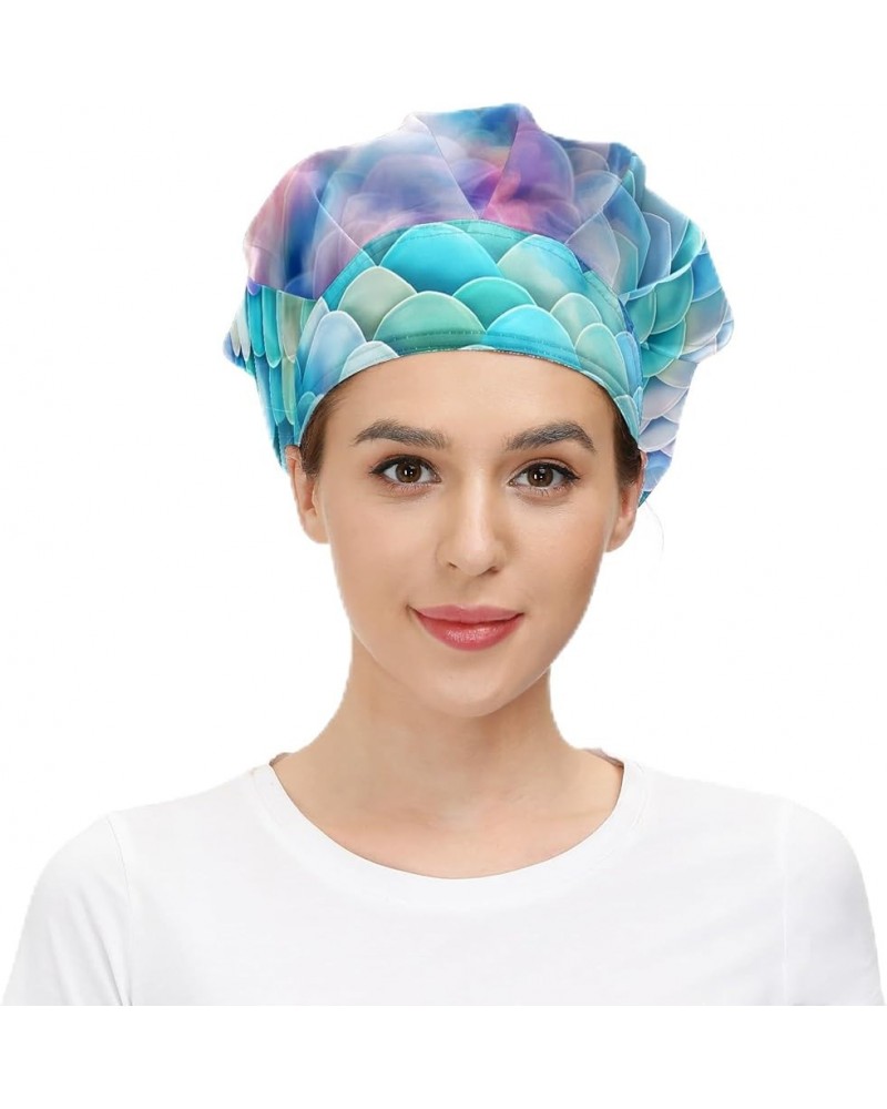 Working Cap with Sweatband Elastic Toggle Adjustable Bouffant Hats Printed for Woman Man (31) Colorful Dragon Scales_30 $11.9...