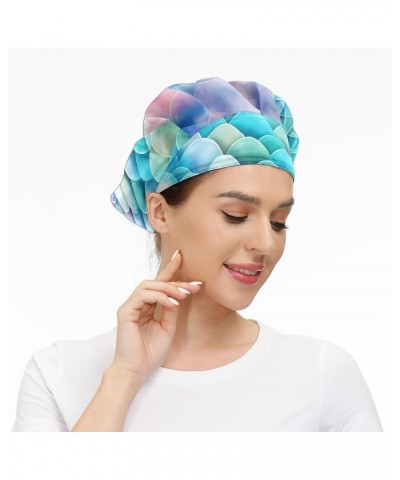 Working Cap with Sweatband Elastic Toggle Adjustable Bouffant Hats Printed for Woman Man (31) Colorful Dragon Scales_30 $11.9...