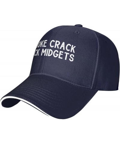 Smoke Crack Fuck Midgets Baseball Cap Adjustable Classic Dad Hat for Men Women,Gray Navy Blue $11.07 Baseball Caps