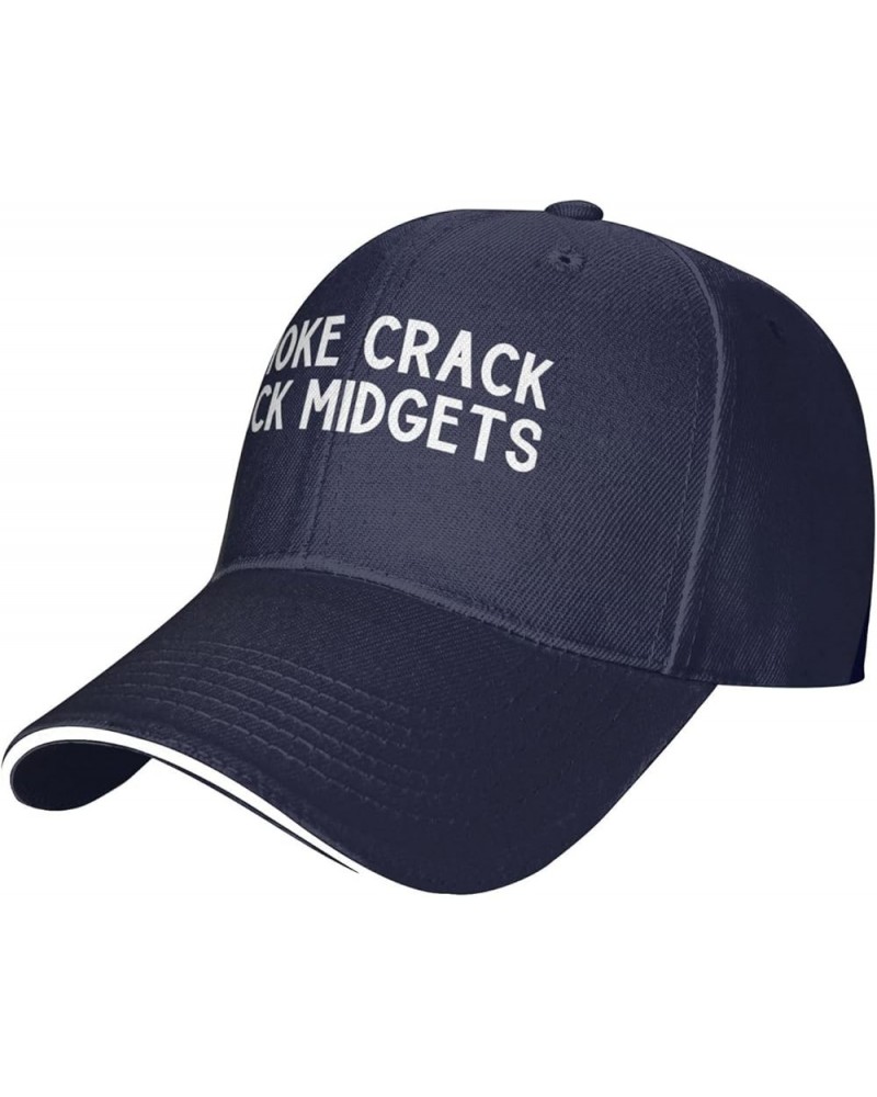 Smoke Crack Fuck Midgets Baseball Cap Adjustable Classic Dad Hat for Men Women,Gray Navy Blue $11.07 Baseball Caps