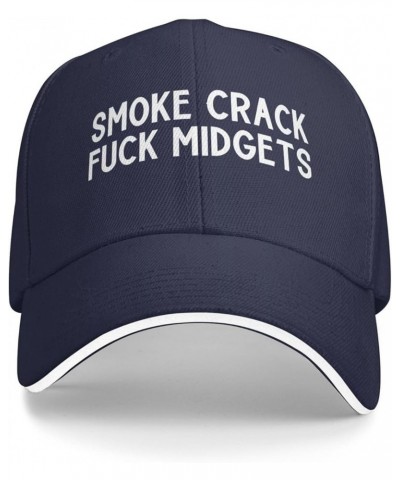 Smoke Crack Fuck Midgets Baseball Cap Adjustable Classic Dad Hat for Men Women,Gray Navy Blue $11.07 Baseball Caps