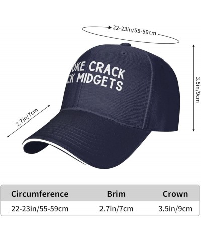 Smoke Crack Fuck Midgets Baseball Cap Adjustable Classic Dad Hat for Men Women,Gray Navy Blue $11.07 Baseball Caps