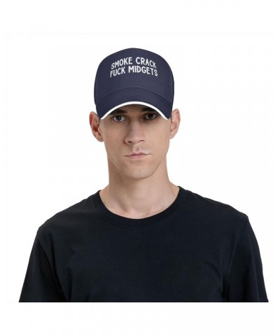 Smoke Crack Fuck Midgets Baseball Cap Adjustable Classic Dad Hat for Men Women,Gray Navy Blue $11.07 Baseball Caps