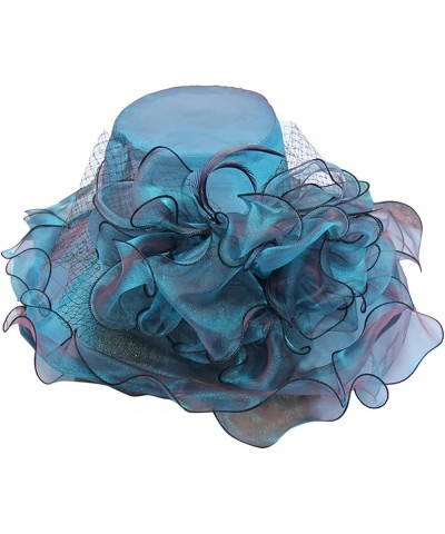 Women's Visor Hat Women's European and American Big Flower Mesh Fashion Hat Sun Sun Hat Top Hat Who Hat Blue $12.64 Sun Hats