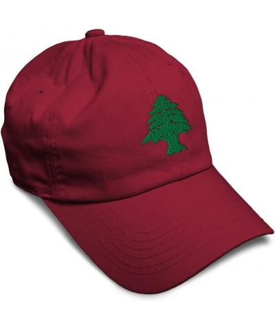 Custom Soft Baseball Cap Lebanon Flag Tree Seal Embroidery Asia Twill Cotton Dad Hats for Men & Women Burgundy Design Only $1...