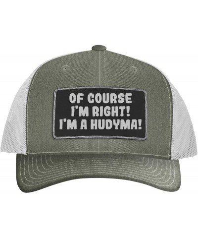 of Course I'm Right! I'm A Hudyma! - Leather Black Patch Engraved Trucker Hat Heather/white $15.88 Baseball Caps