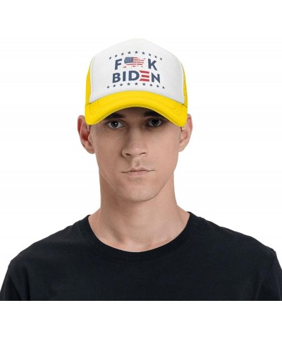 Fuck Biden USA Flag America Trucker Hat Men Mesh Baseball Cap Baseball Hats Women Sun Hat Dad Cap Fishing hat Black Yellow $1...