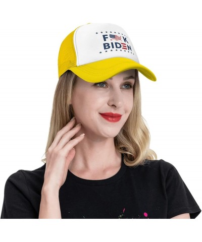 Fuck Biden USA Flag America Trucker Hat Men Mesh Baseball Cap Baseball Hats Women Sun Hat Dad Cap Fishing hat Black Yellow $1...