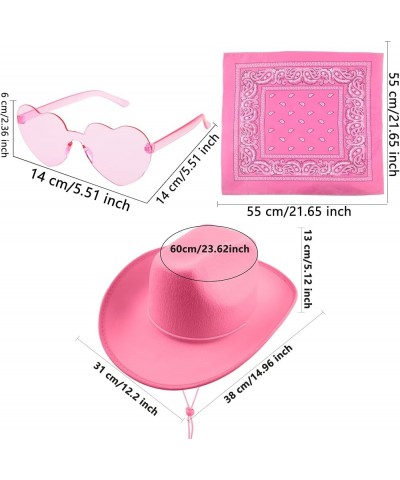 4 Pack Cowboy Hat with 4 pcs Heart Shape Sunglasses and Bandana Cowgirl Hat for Adult Cowboy Costume Accessories Pink Set $10...