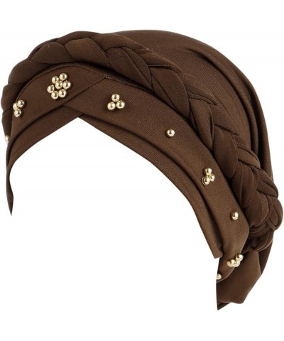 Head Scarf for Women Cancer African Women Turban Cap Beaded Headscarf Beanie Twisted Braid Wrap Hat Headwrap Y1-coffee $8.89 ...