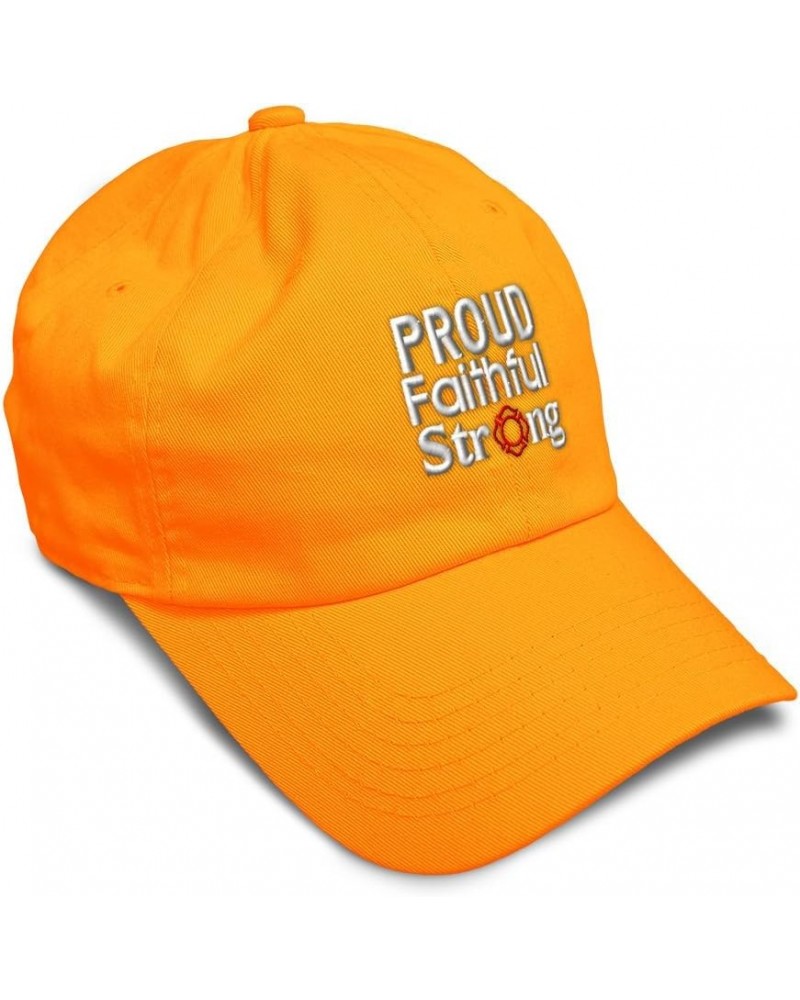 Soft Baseball Cap Proud Faithful Strong Cotton Dad Hats for Men & Women Orange $16.81 Baseball Caps